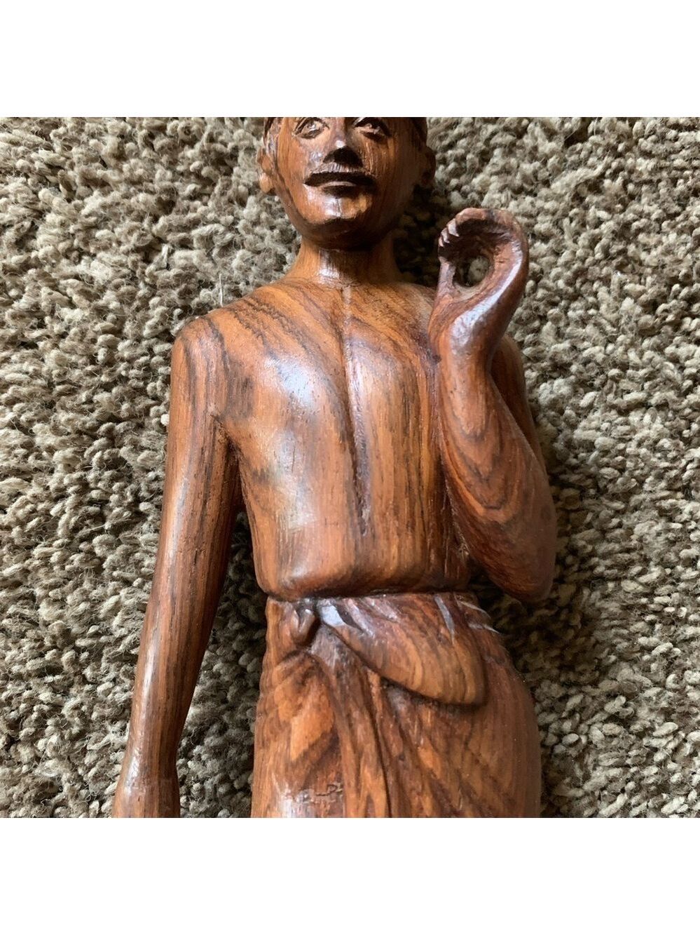 Vintage Set of 2 Wooden Handcarved Couple - Picture 3 of 4